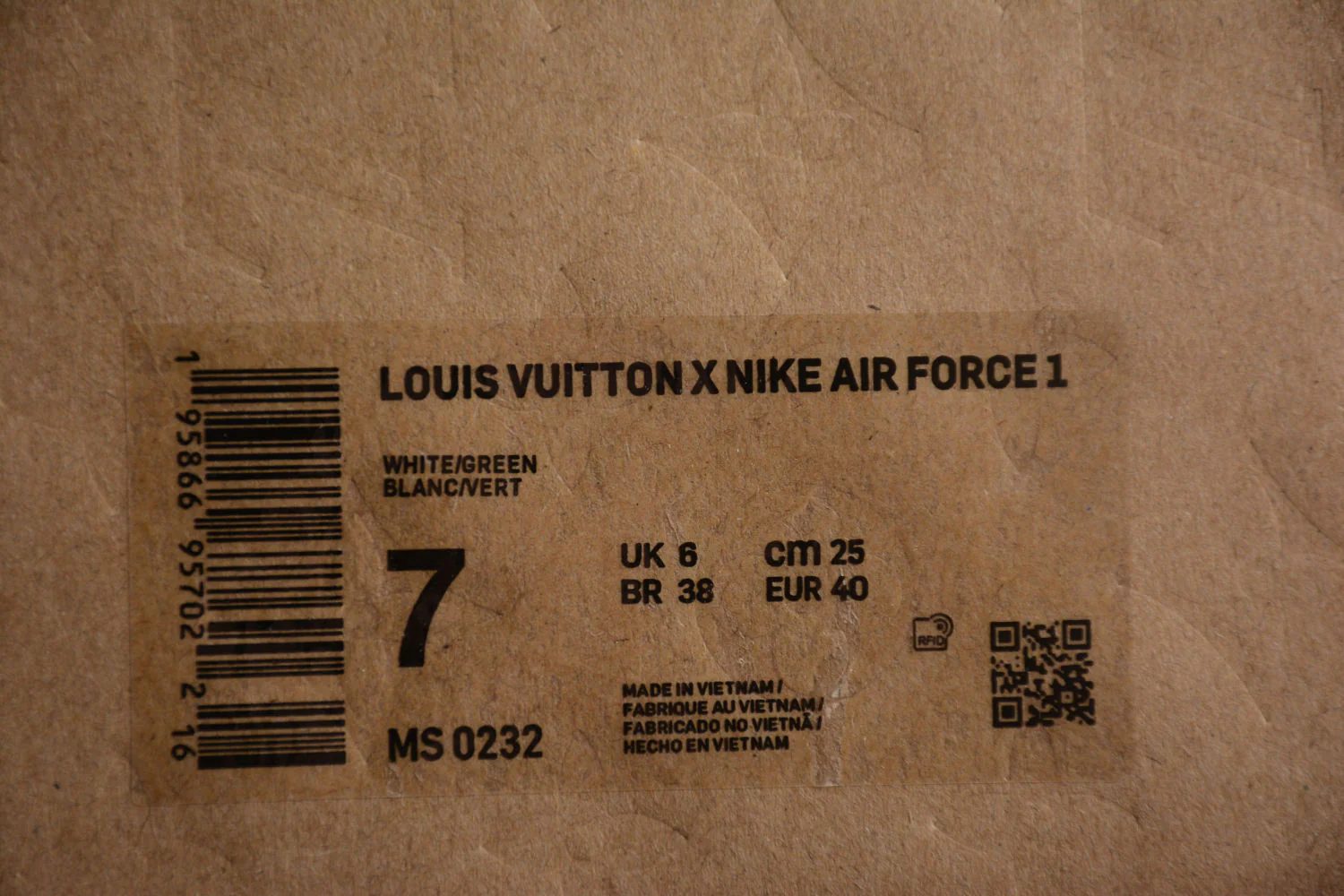Air Force 1 LV Louis Vuitton Low White Green MS 0232 - Image 13