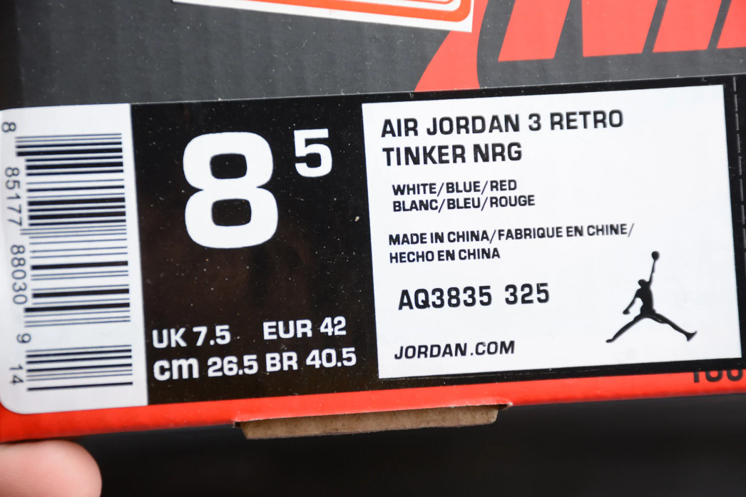 Air Jordan 3 White Blue Red AQ3835-325 - Image 15
