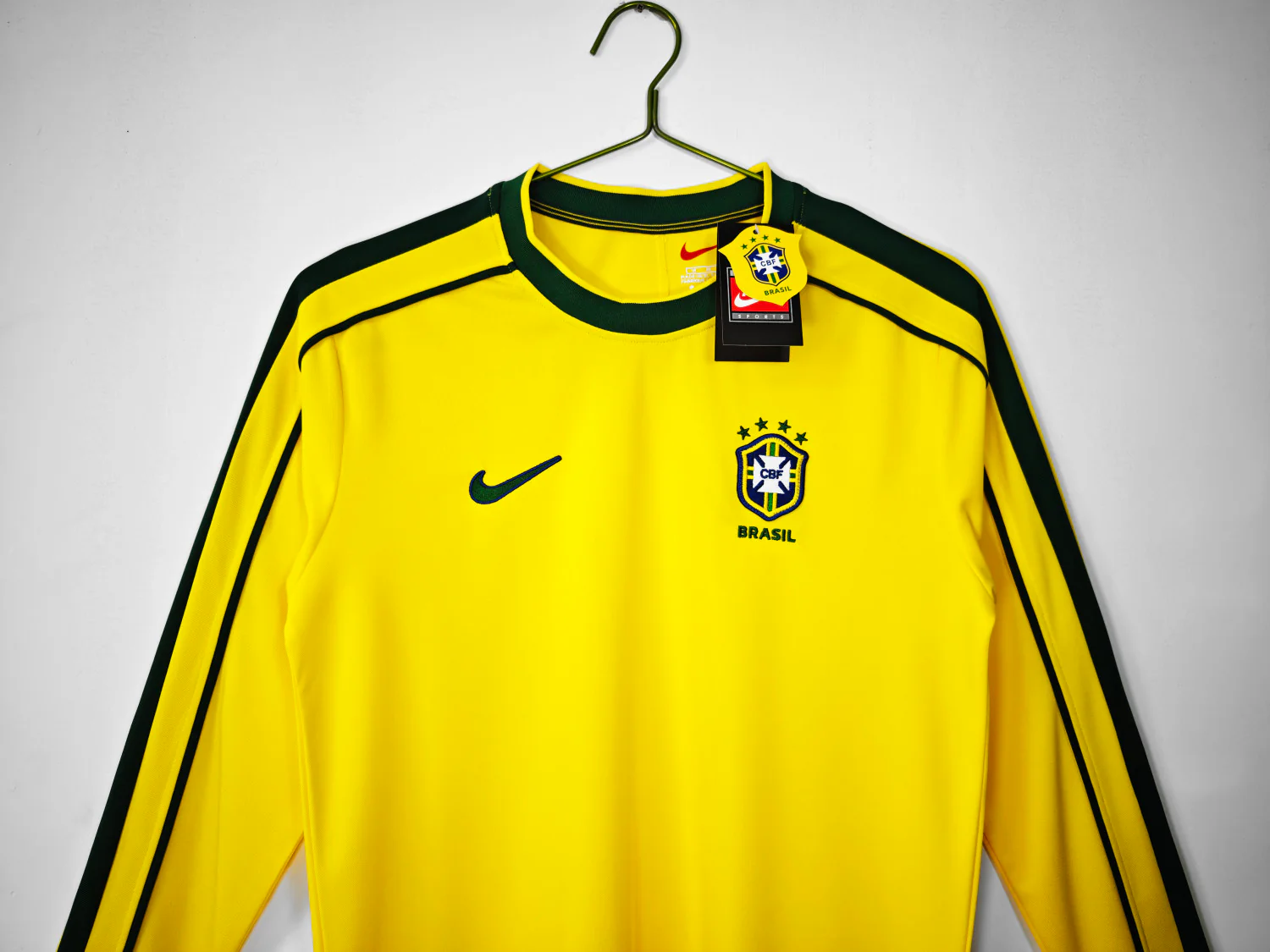 Brazil Home Retro Long Sleeve Jersey 1998 - Image 3