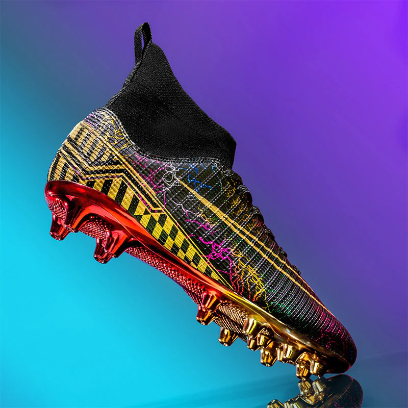 High-top Soccer Shoes Gold Plated Bottom Training Shoes Middle School Student Artificial Grass Sneaker Male - Image 3