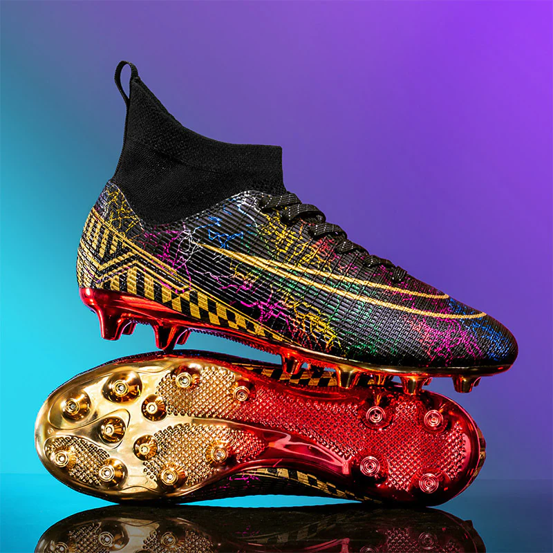 High-top Soccer Shoes Gold Plated Bottom Training Shoes Middle School Student Artificial Grass Sneaker Male - Image 6