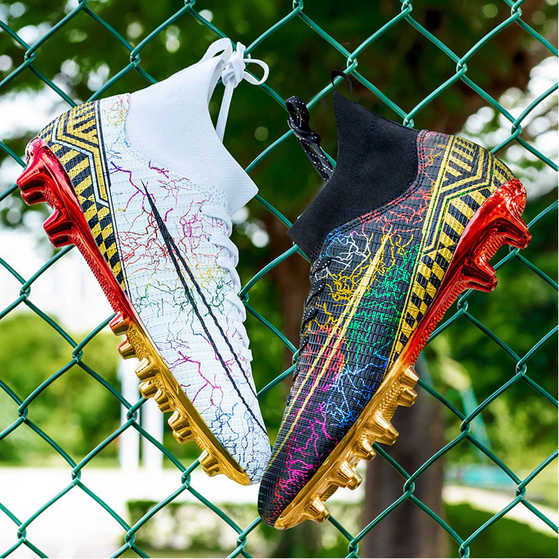 High-top Soccer Shoes Gold Plated Bottom Training Shoes Middle School Student Artificial Grass Sneaker Male - Image 7