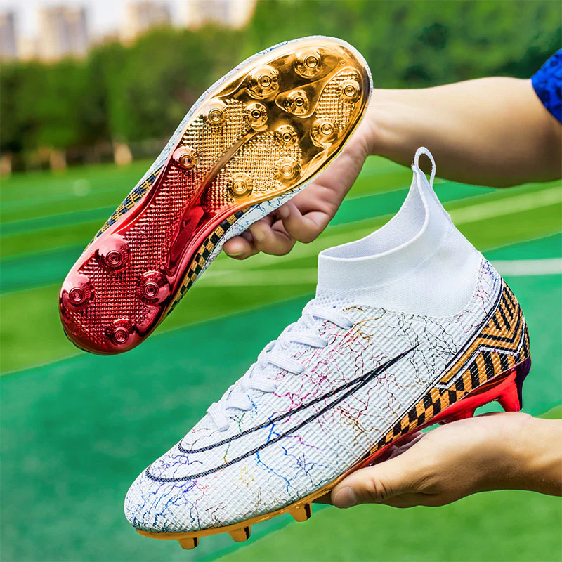 High-top Soccer Shoes Gold Plated Bottom Training Shoes Middle School Student Artificial Grass Sneaker Male - Image 8