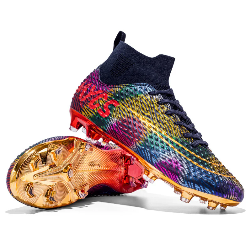 Men's Outdoor Training Gold-plated Bottom High-top Soccer Shoes - Image 3