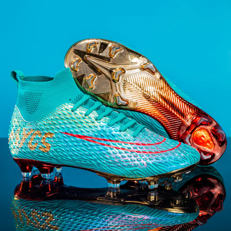 Men's Outdoor Training Gold-plated Bottom High-top Soccer Shoes - Image 4
