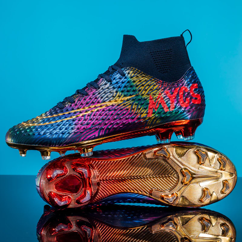 Men's Outdoor Training Gold-plated Bottom High-top Soccer Shoes - Image 5