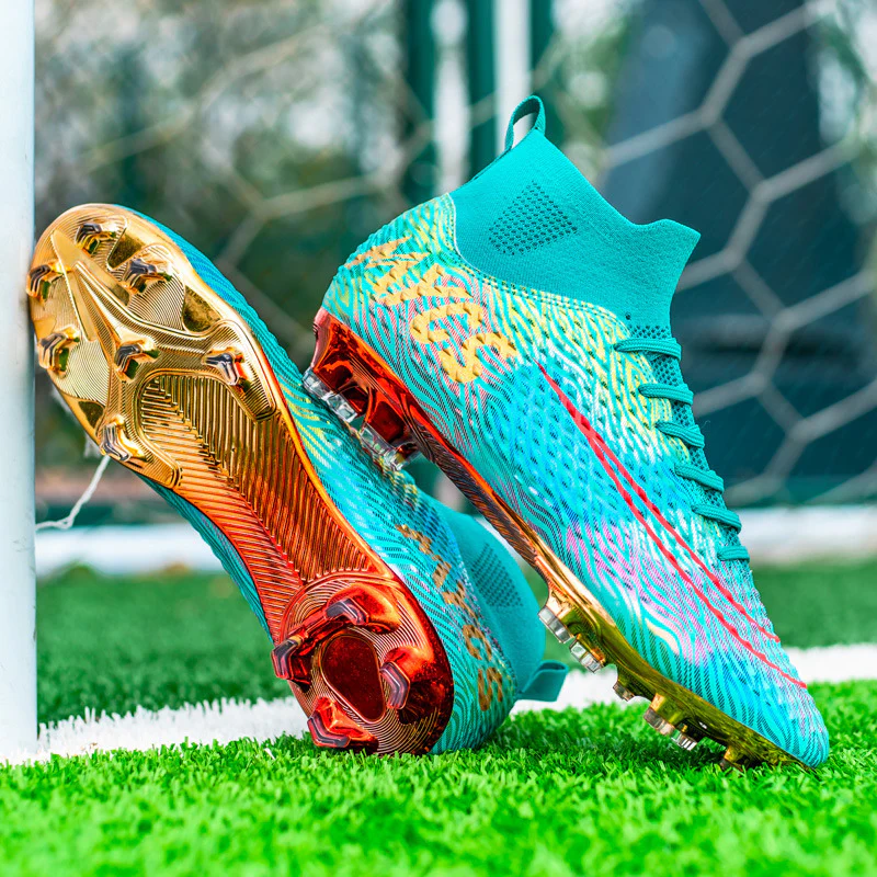 Men's Outdoor Training Gold-plated Bottom High-top Soccer Shoes - Image 7