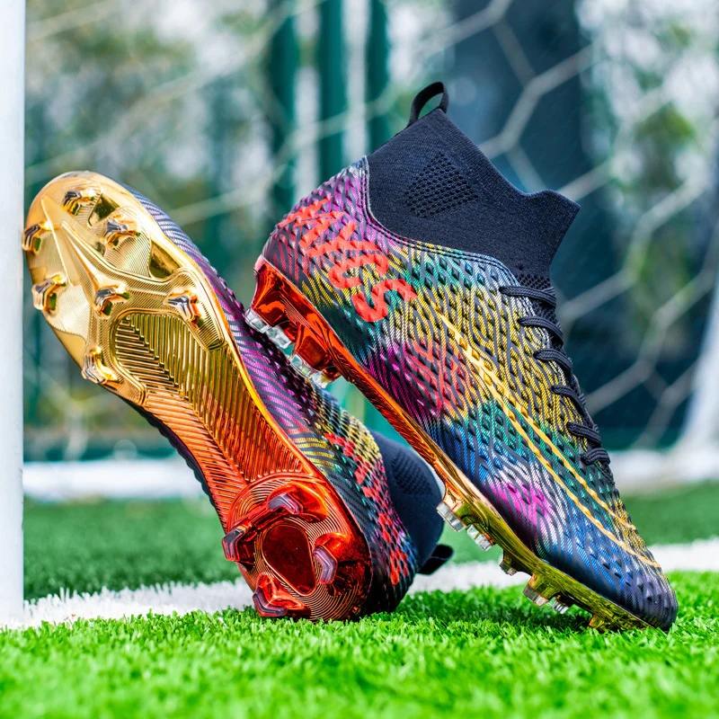 Men's Outdoor Training Gold-plated Bottom High-top Soccer Shoes - Image 8