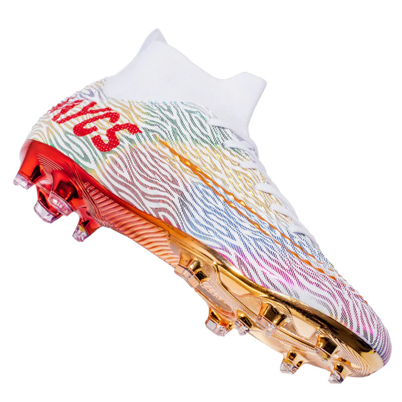 Men's Outdoor Training Gold-plated Bottom High-top Soccer Shoes - Image 9