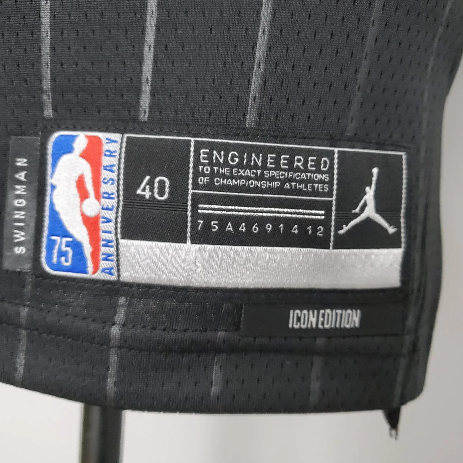 Michael Jordan Chicago Bulls 75th Anniversary Swingman Jersey Flyers Black - Image 5