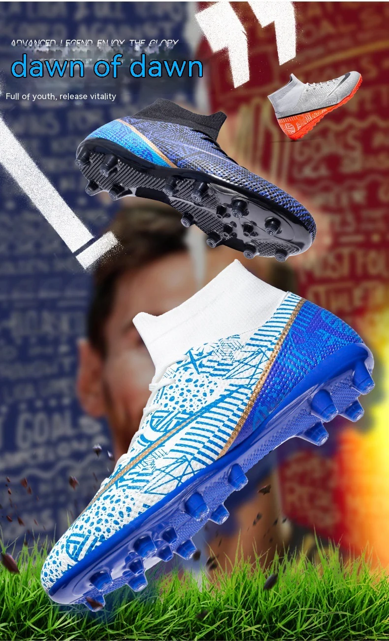 New Breathable Sports High-top Firm Ground Soccer Shoes - Image 2